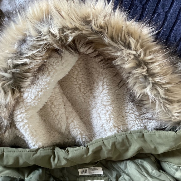 H&M Green khaki coat with hoodie - Picture 3 of 4